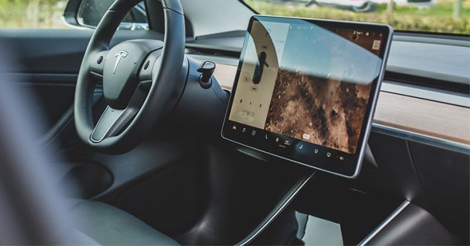 Inside of Car with radio screen