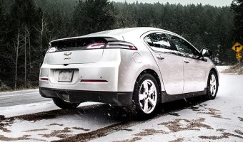 Hybrid car in the snow