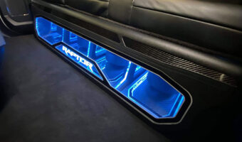 An LED lit subwoofer enclosure