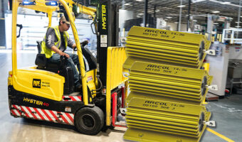 A forklift with load resistors on it