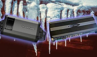 Two car audio amplifiers and hanging icicles